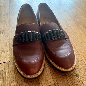 Vintage Brown Loafers with Black Accent